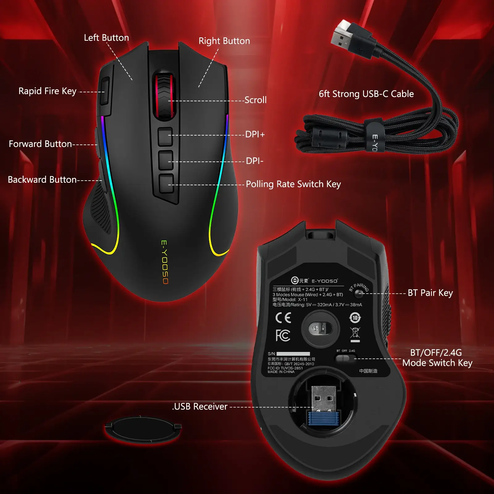 2.4G Wireless RGB Gaming Mouse 8000 DPI - Image 3