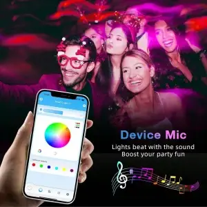 100FT RGB LED Strip Lights with Remote & App Control - Thumbnail Image 4