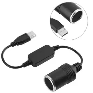 12V USB Car Power Adapter Cable 34.5cm - Thumbnail Image 3