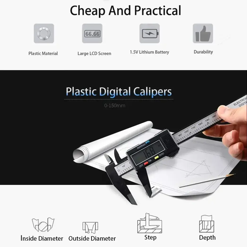 Digital Caliper 6" LCD Inch Millimeter Measuring Tool - Image 5