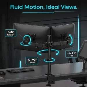 Dual Monitor Stand, Adjustable Desk Mount, 2 Screens - Thumbnail Image 5