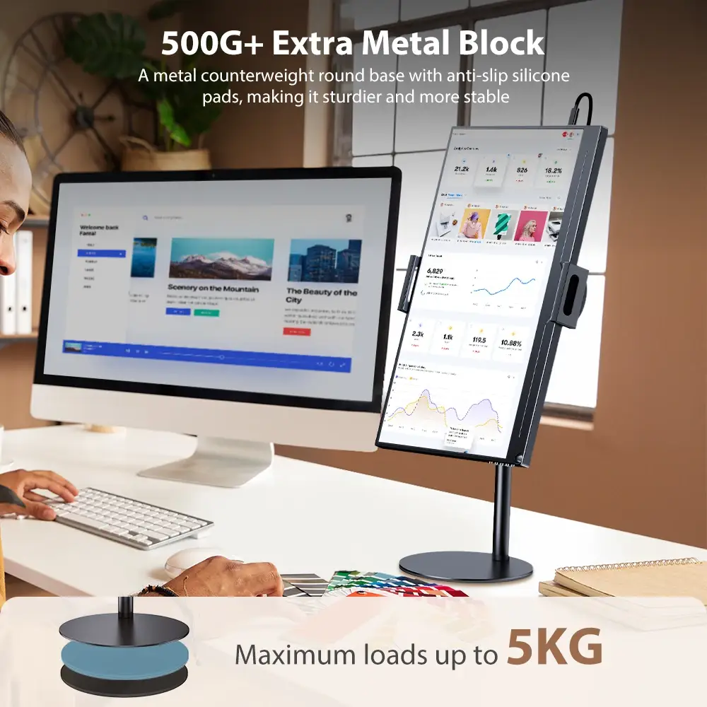 Portable Monitor VESA Stand 360° Swivel 17.3" - Image 6