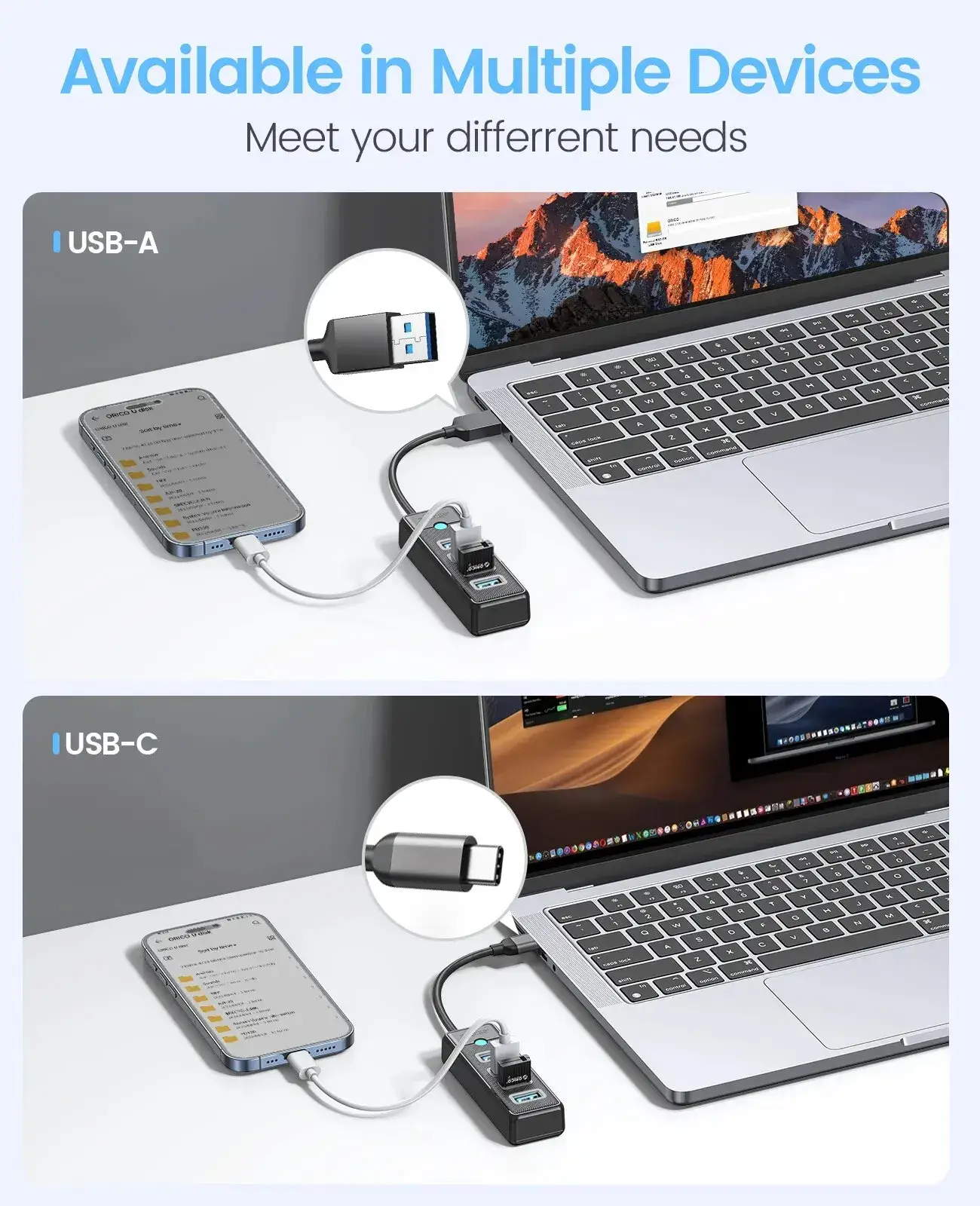 4-Port USB-C Hub USB 3.0 5Gbps OTG Adapter - Image 3