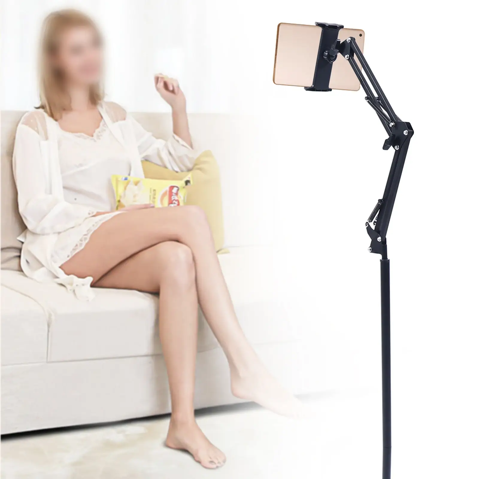 1.35M Floor Stand for Tablet & Phone, 360° Rotating - Image 4