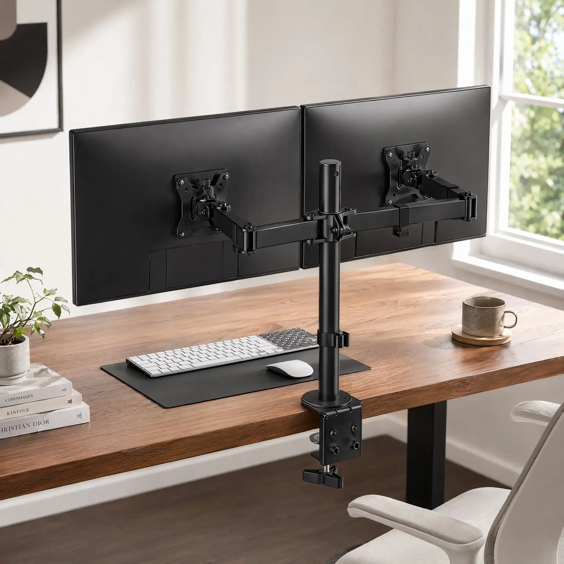 Dual Monitor Stand, Adjustable Desk Mount, 2 Screens - Image 1