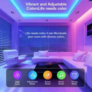 100FT RGB LED Strip Lights with Remote & App Control - Thumbnail Image 2