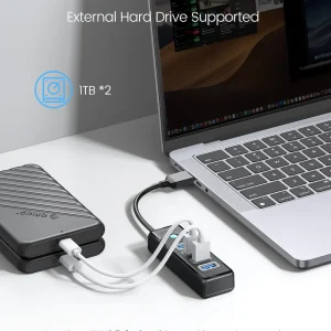 4-Port USB-C Hub USB 3.0 5Gbps OTG Adapter - Thumbnail Image 5