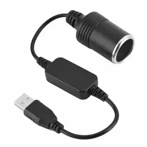 12V USB Car Power Adapter Cable 34.5cm - Thumbnail Image 1