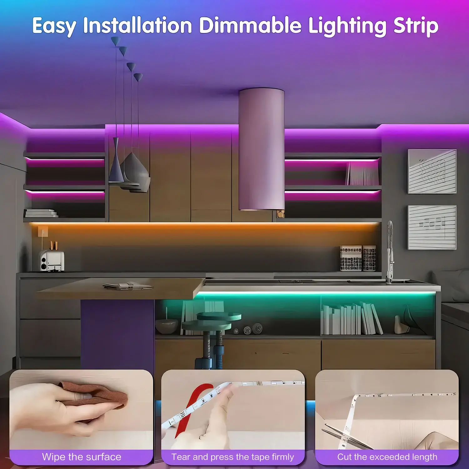 100FT RGB LED Strip Lights with Remote & App Control - Image 8