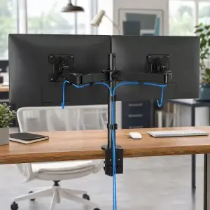 Dual Monitor Stand, Adjustable Desk Mount, 2 Screens - Thumbnail Image 7