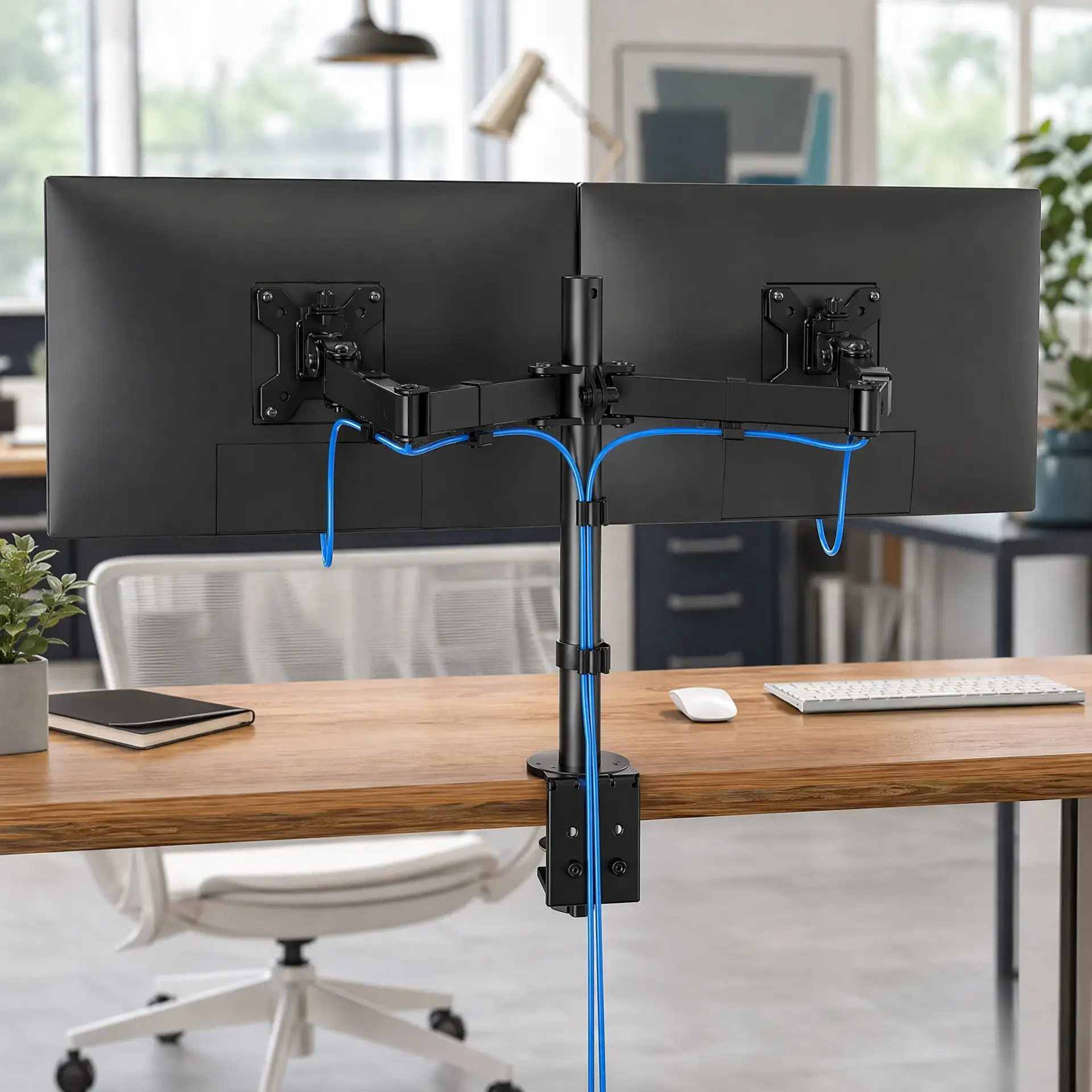 Dual Monitor Stand, Adjustable Desk Mount, 2 Screens - Image 7