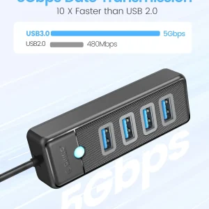 4-Port USB-C Hub USB 3.0 5Gbps OTG Adapter - Thumbnail Image 2