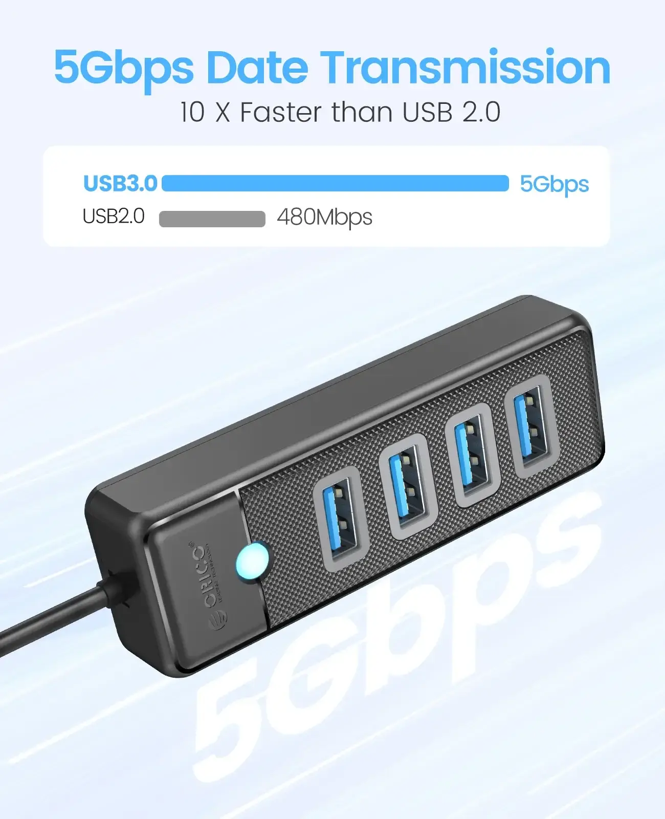 4-Port USB-C Hub USB 3.0 5Gbps OTG Adapter - Image 2
