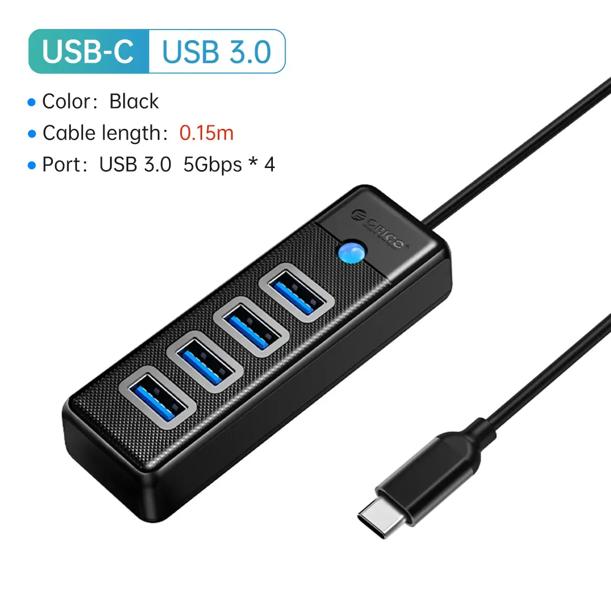 4-Port USB-C Hub USB 3.0 5Gbps OTG Adapter - Image 7