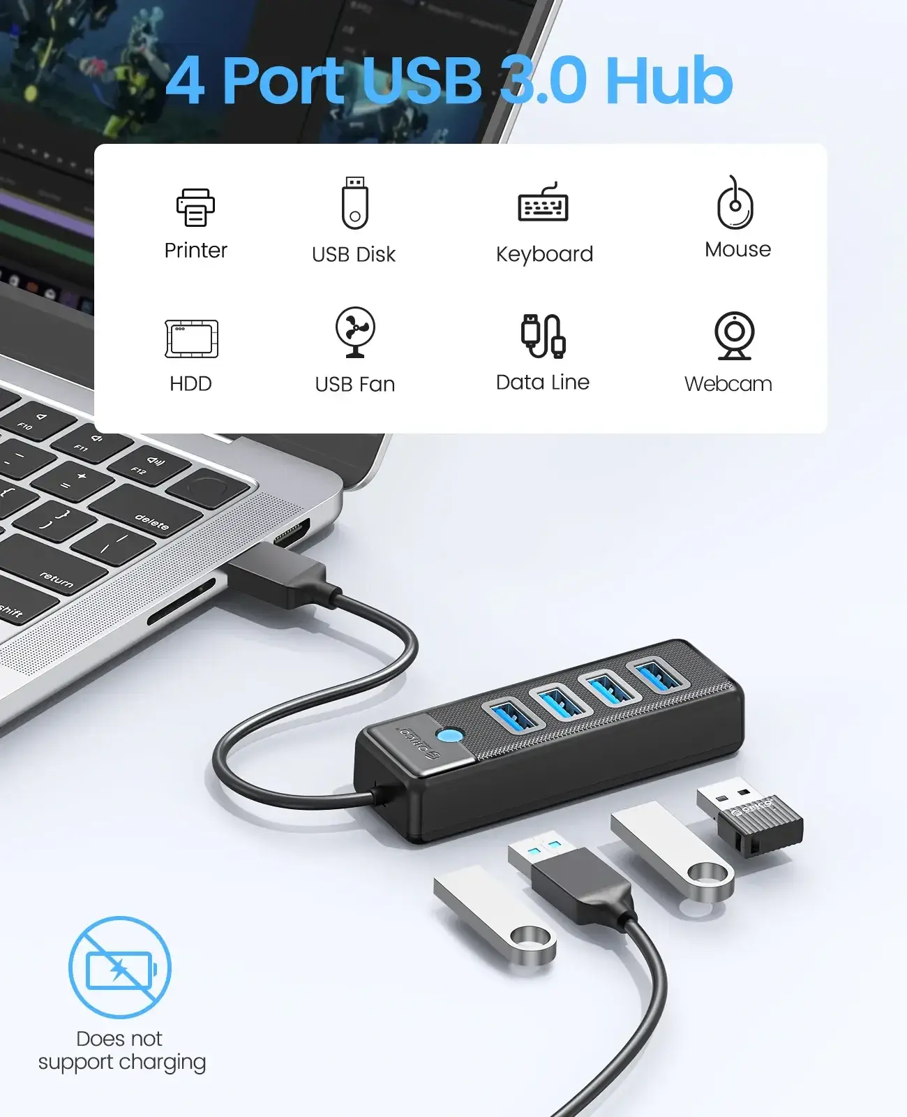 4-Port USB-C Hub USB 3.0 5Gbps OTG Adapter - Image 4