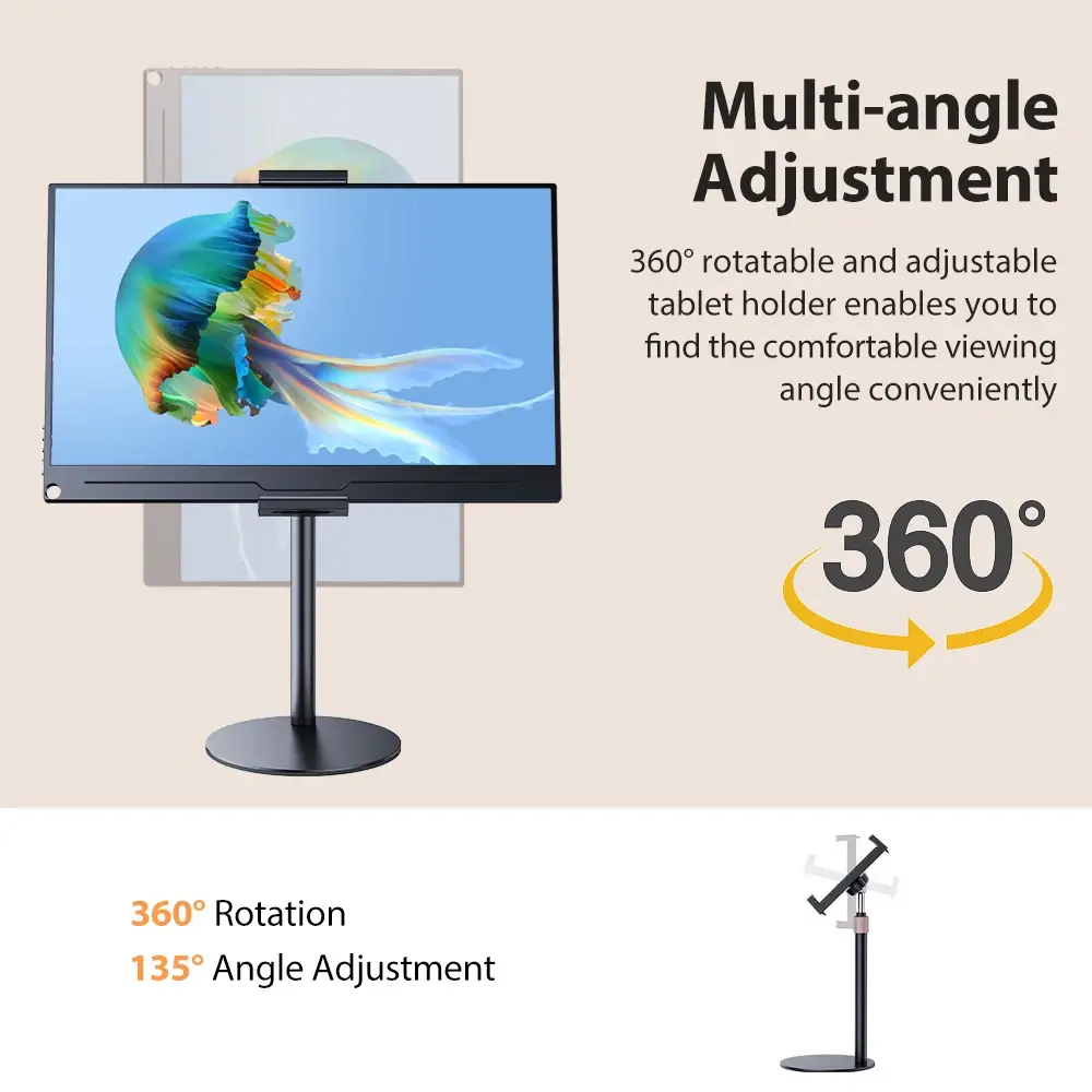 Portable Monitor VESA Stand 360° Swivel 17.3" - Image 5