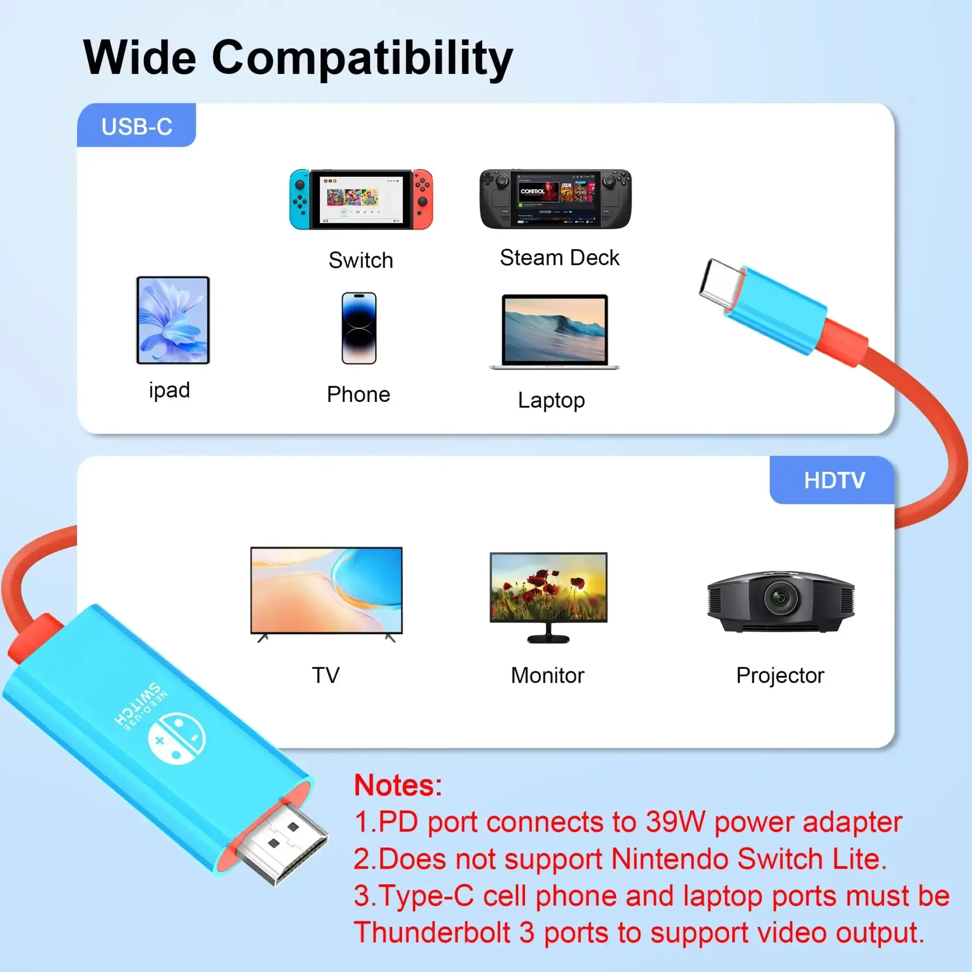 4K 30Hz USB-C to HDMI Cable 100W PD - Image 6