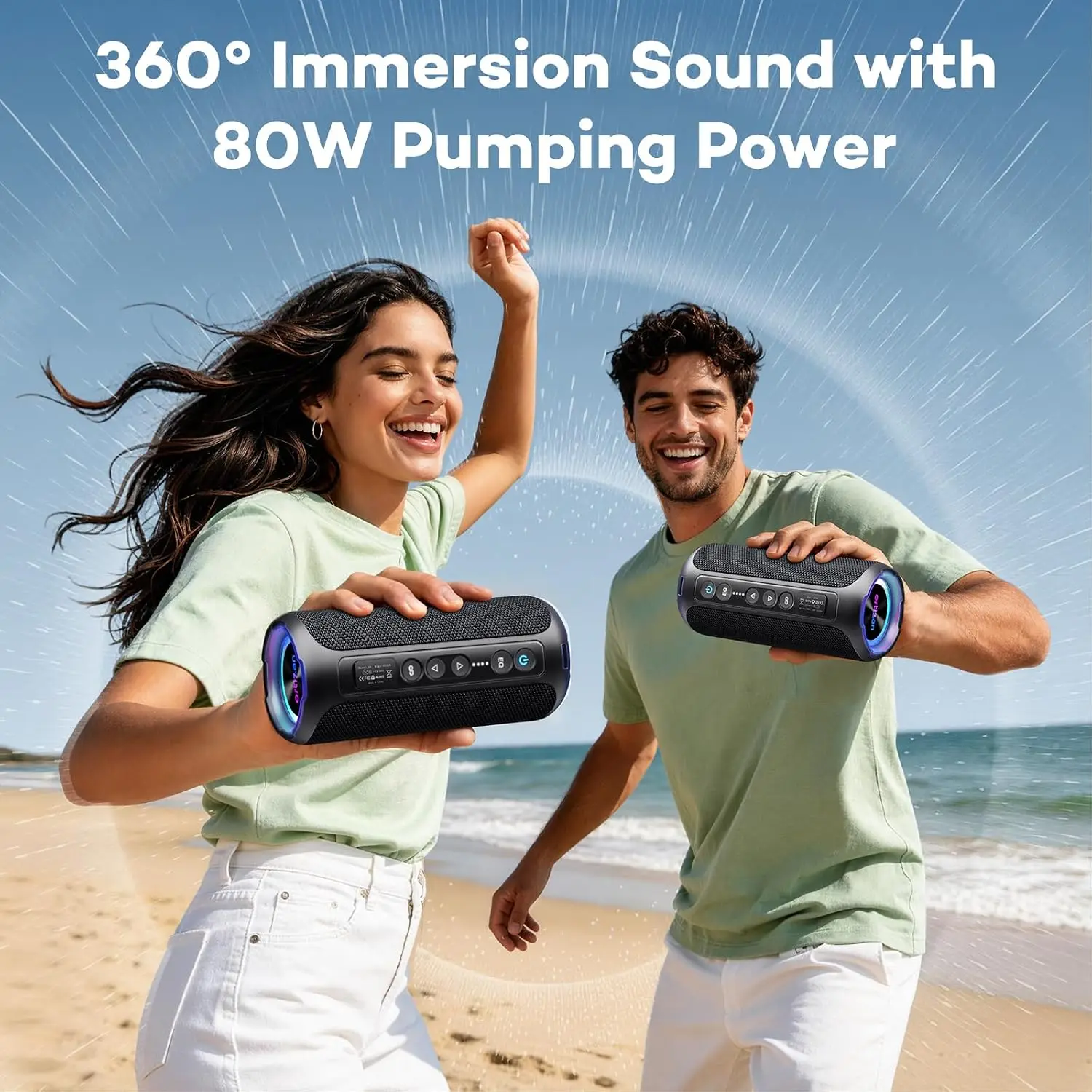 40W Bluetooth Speaker Portable Waterproof RGB Bass - Image 4