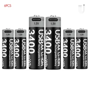 1.5V AA Rechargeable Li-Ion Battery USB-C 3400mWh - Thumbnail Image 12