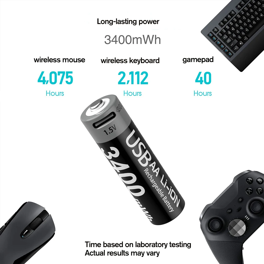 1.5V AA Rechargeable Li-Ion Battery USB-C 3400mWh - Image 5