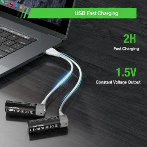 1.5V AA Rechargeable Li-Ion Battery USB-C 3400mWh - Thumbnail Image 3
