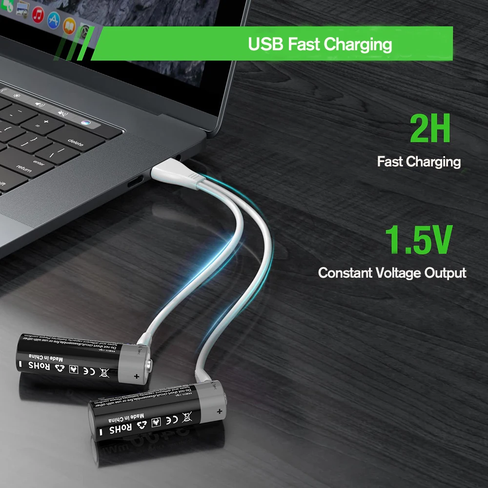 1.5V AA Rechargeable Li-Ion Battery USB-C 3400mWh - Image 3