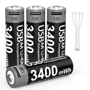 1.5V AA Rechargeable Li-Ion Battery USB-C 3400mWh