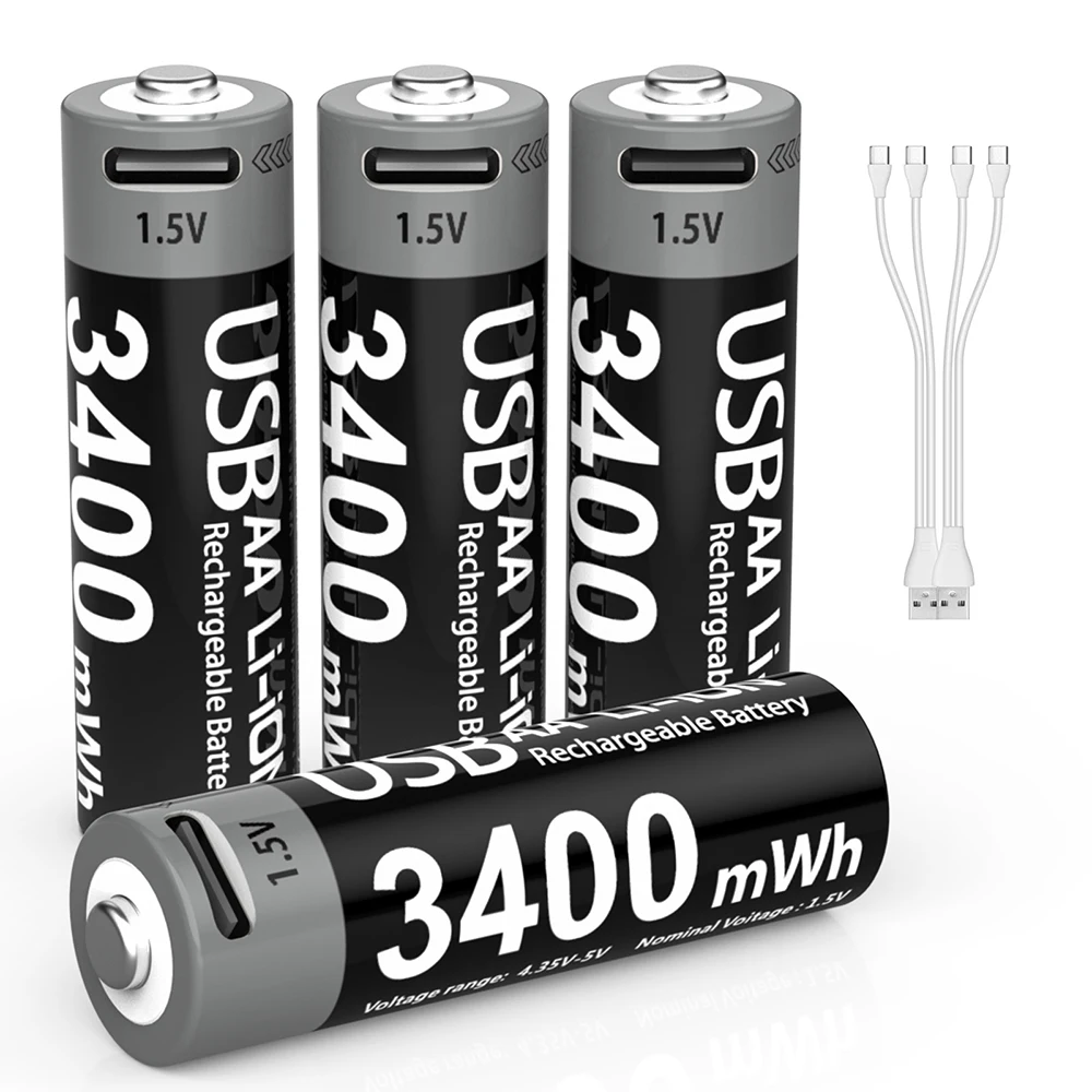 1.5V AA Rechargeable Li-Ion Battery USB-C 3400mWh - Image 1