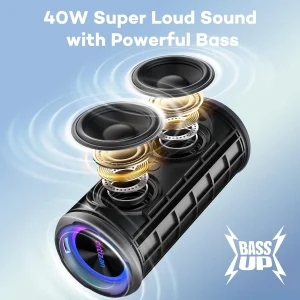 40W Bluetooth Speaker Portable Waterproof RGB Bass - Thumbnail Image 2