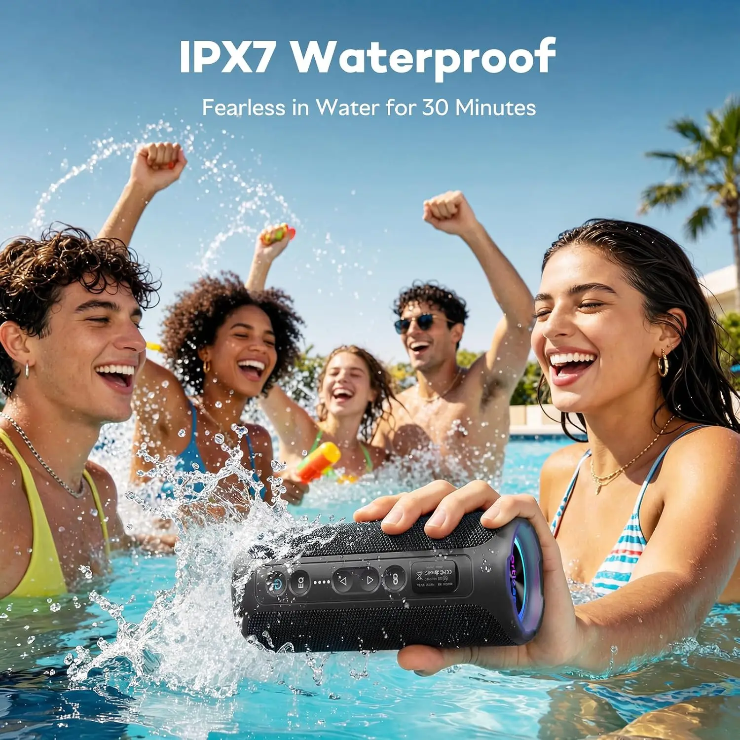 40W Bluetooth Speaker Portable Waterproof RGB Bass - Image 5