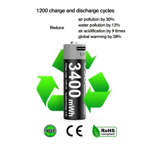 1.5V AA Rechargeable Li-Ion Battery USB-C 3400mWh - Thumbnail Image 8